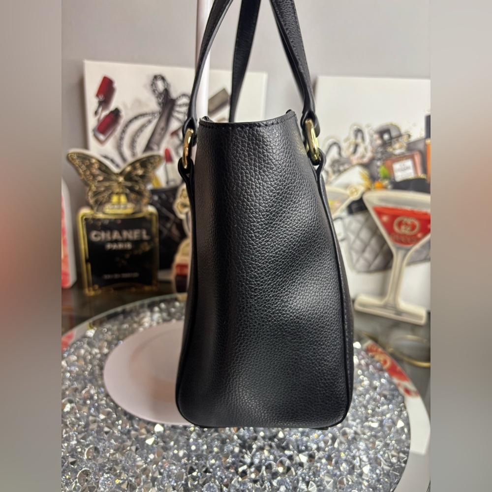 Karl Lagerfeld Paris Iris tote bag in black pebbled leather NWOT - Picture 7 of 14